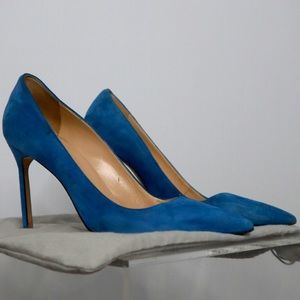 Manolo Blahnik Blue Suede Pumps